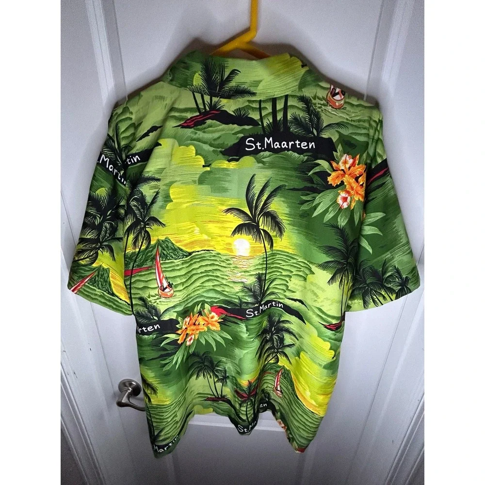 Vintage‎ St. Maarten All Over Print Tropical Hawaiian Button Down Shirt No Flaws